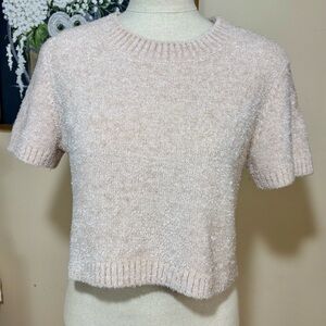Lovers + Friends Crop Blush Sparkle Knit Sweater
